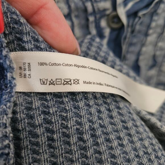 Free People One Jolene Blue Thermal Waffle Knit Tiered Long Sleeve Mini Dress M - Picture 4 of 7